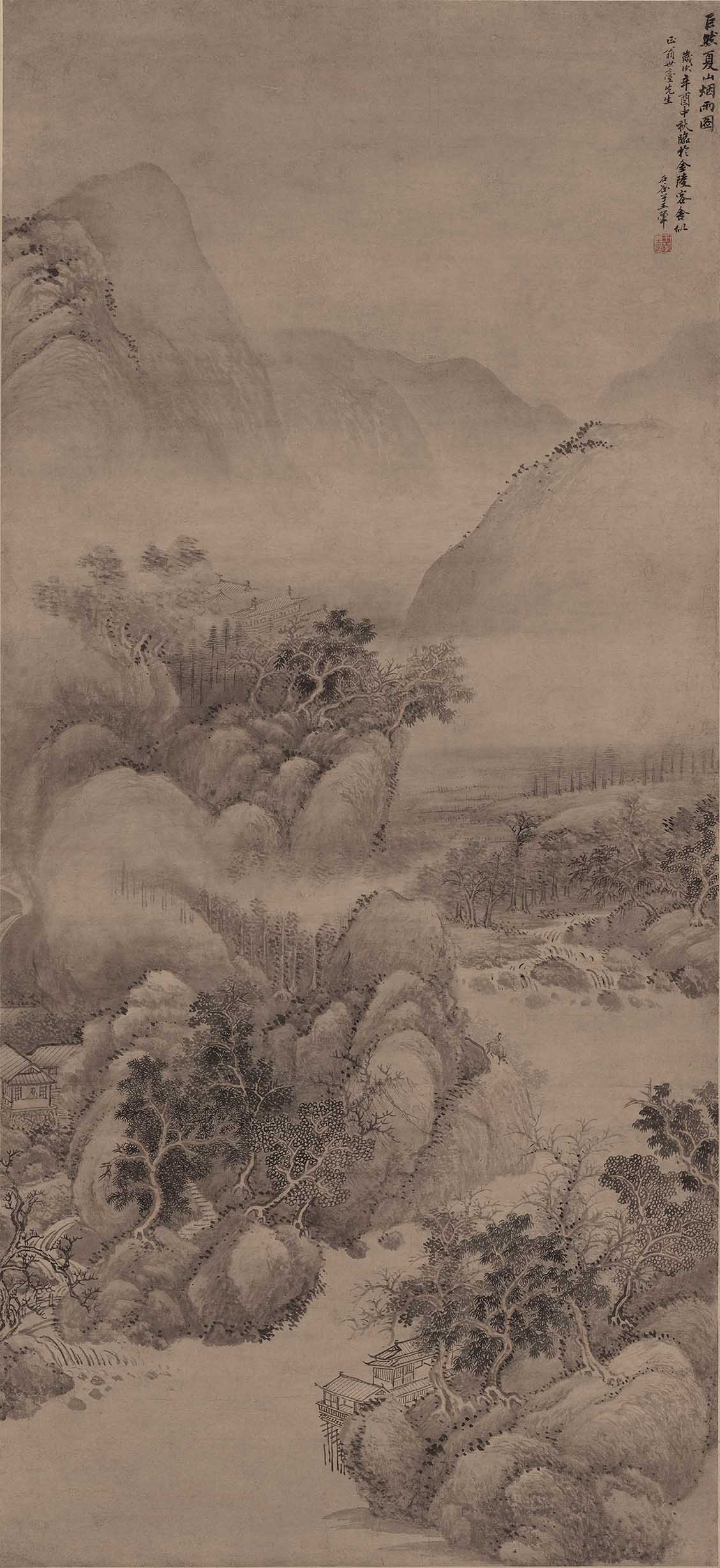 Chinese Antique Art Painting 清 王翚 夏山烟雨图 Qing Wang Hui Xia Shan Yan Yu China Ancient Wall Picture Ideas 3015-Chinese Style Finds™