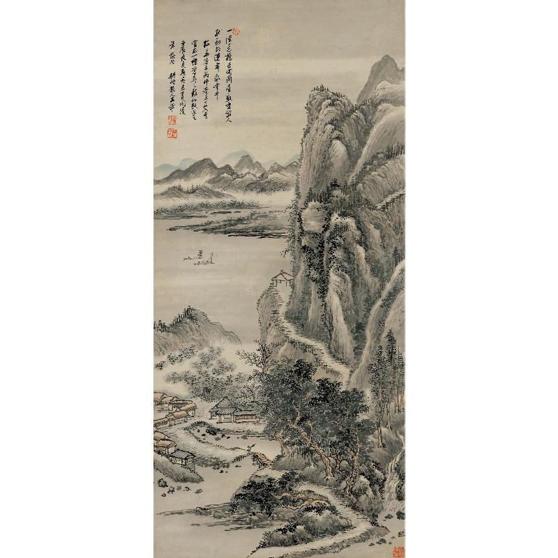 Chinese Antique Art Painting 清 王翚 一径至桥去 Qing Wang Hui Yi Jing Zhi Qiao Qu China Ancient Wall Picture Ideas 2539-Chinese Style Finds™