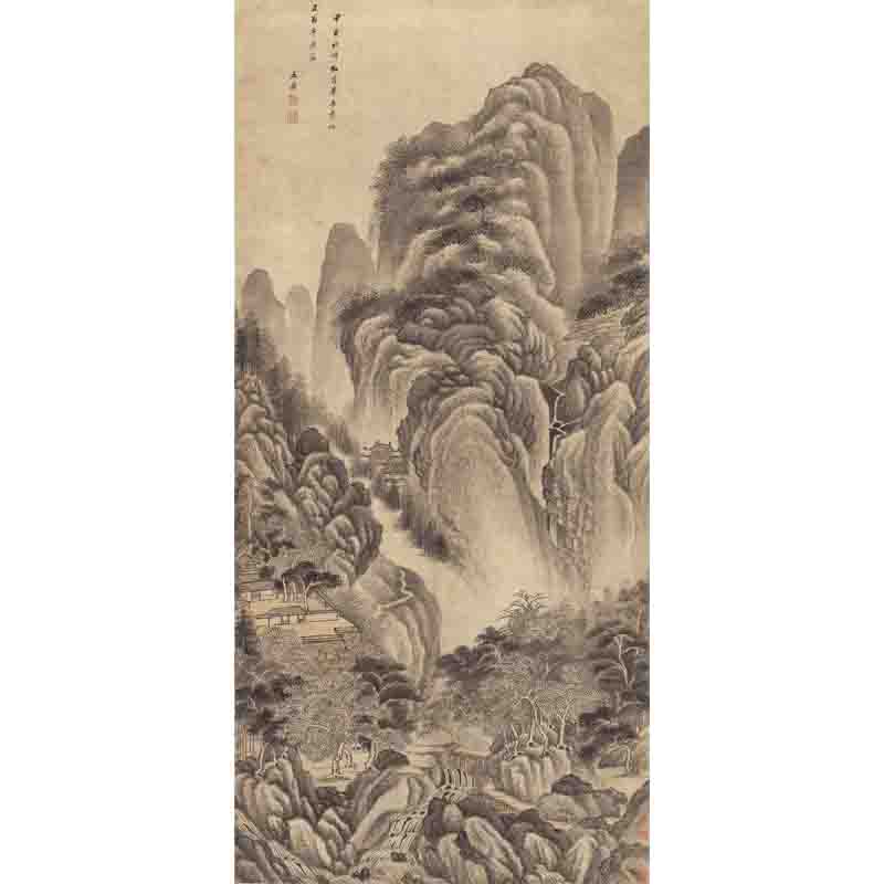 Chinese Antique Art Painting 清 王鉴 仿范宽山水整图 Qing Wang Jian Shan Shui Landscape China Ancient Wall Picture Ideas 1816-Chinese Style Finds™