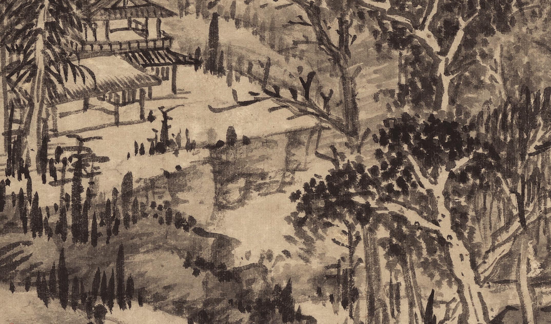 Chinese Antique Art Painting 清 王鉴 仿梅道人山水图 Qing Wang Jian Shan Shui Landscape China Ancient Wall Picture Ideas 2871-Chinese Style Finds™