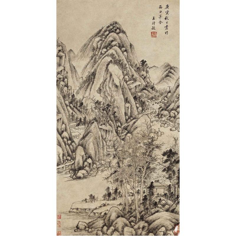 Chinese Antique Art Painting 清 王时敏 丛林曲调图 Qing Wang Shimin Cong Lin Qu Diao China Ancient Wall Picture Ideas 2613-Chinese Style Finds™