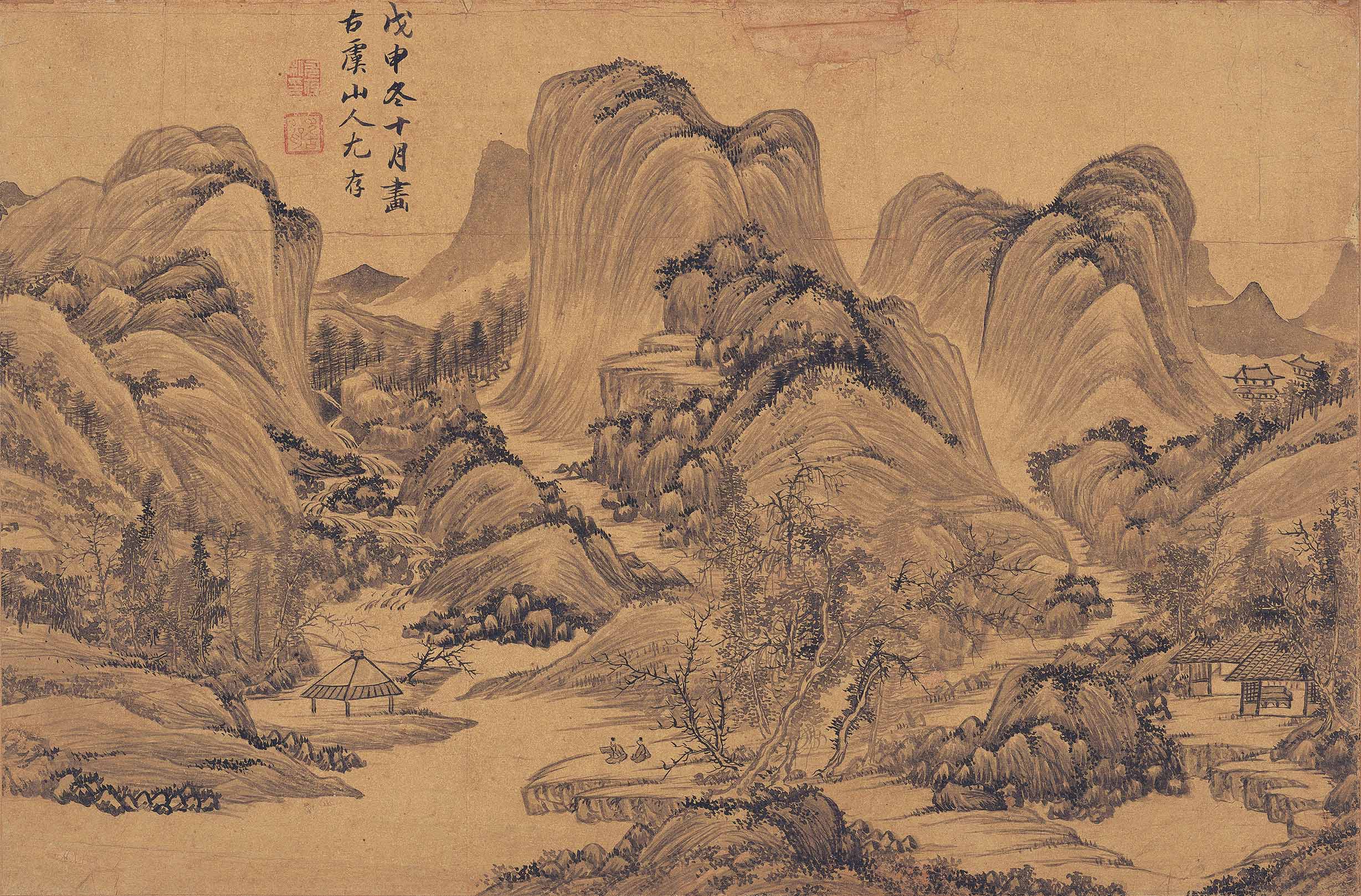 Chinese Antique Art Painting 清 王时敏 花鸟山水册八开 Qing Wang Shi Min Landscape Birds Flowers China Ancient Wall Picture Ideas 2855-Chinese Style Finds™