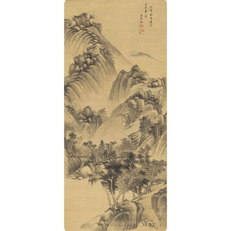 Chinese Antique Art Painting 清 王时敏 山楼客话图 Qing Wang Shimin Shan Lou Ke Hua China Ancient Wall Picture Ideas 2767-Chinese Style Finds™