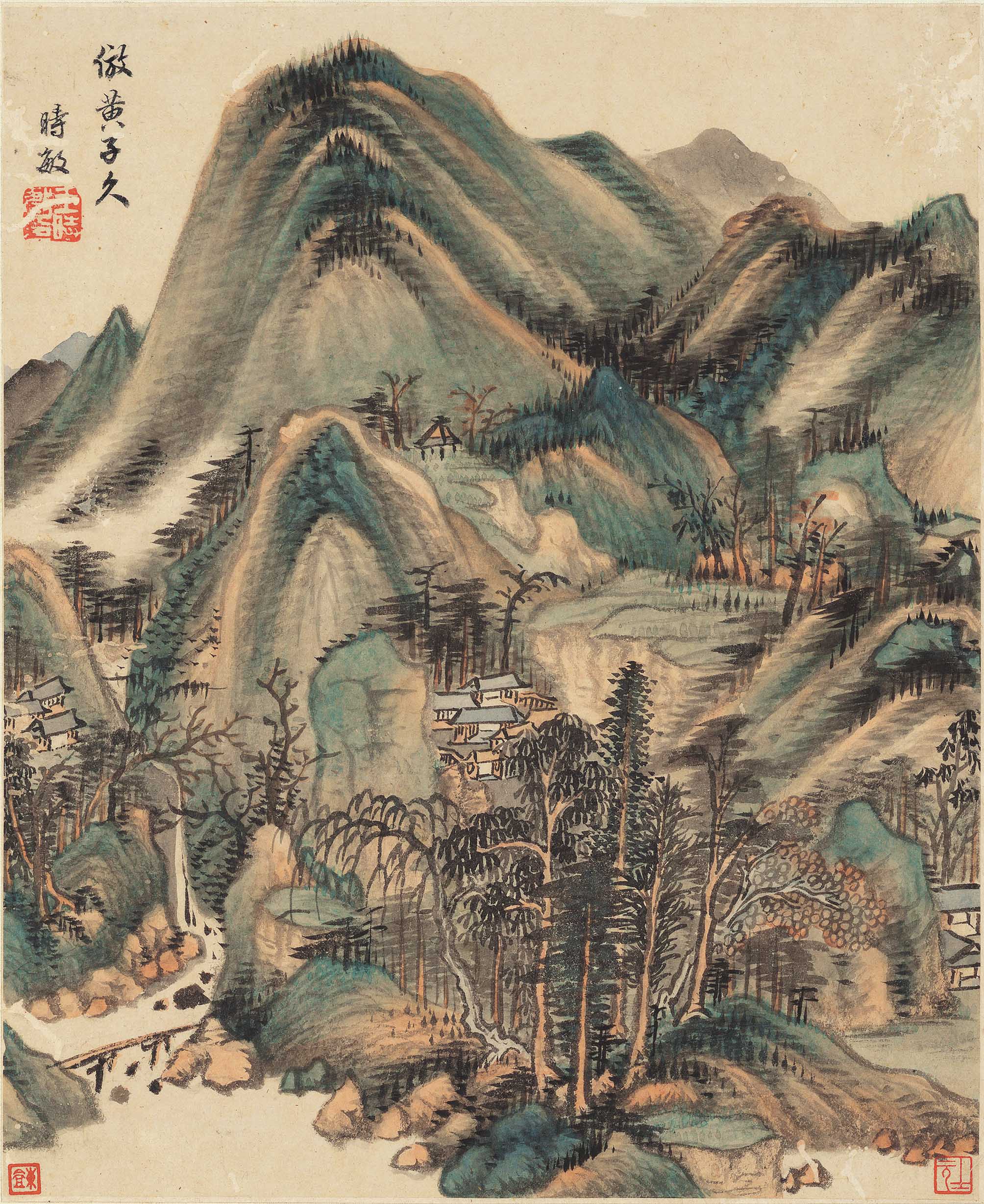 Chinese Antique Art Painting 清 王时敏 山水十开 Qing Wang Shimin Shan Shui Landscape China Ancient Wall Picture Ideas 3011-Chinese Style Finds™