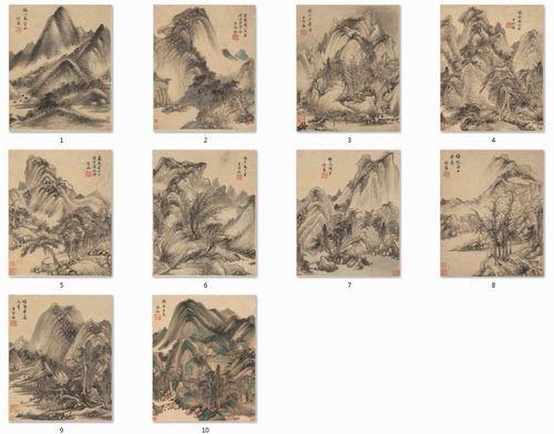 Chinese Antique Art Painting 清 王时敏 山水十开 Qing Wang Shimin Shan Shui Landscape China Ancient Wall Picture Ideas 3011-Chinese Style Finds™