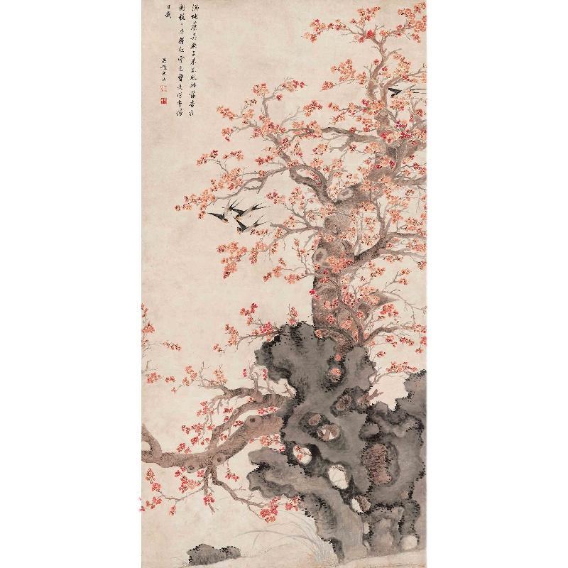 Chinese Antique Art Painting 清 王武 红杏飞燕图 Qing Wang Wu Hong Xing Fei Yan China Ancient Wall Picture Ideas 2573-Chinese Style Finds™