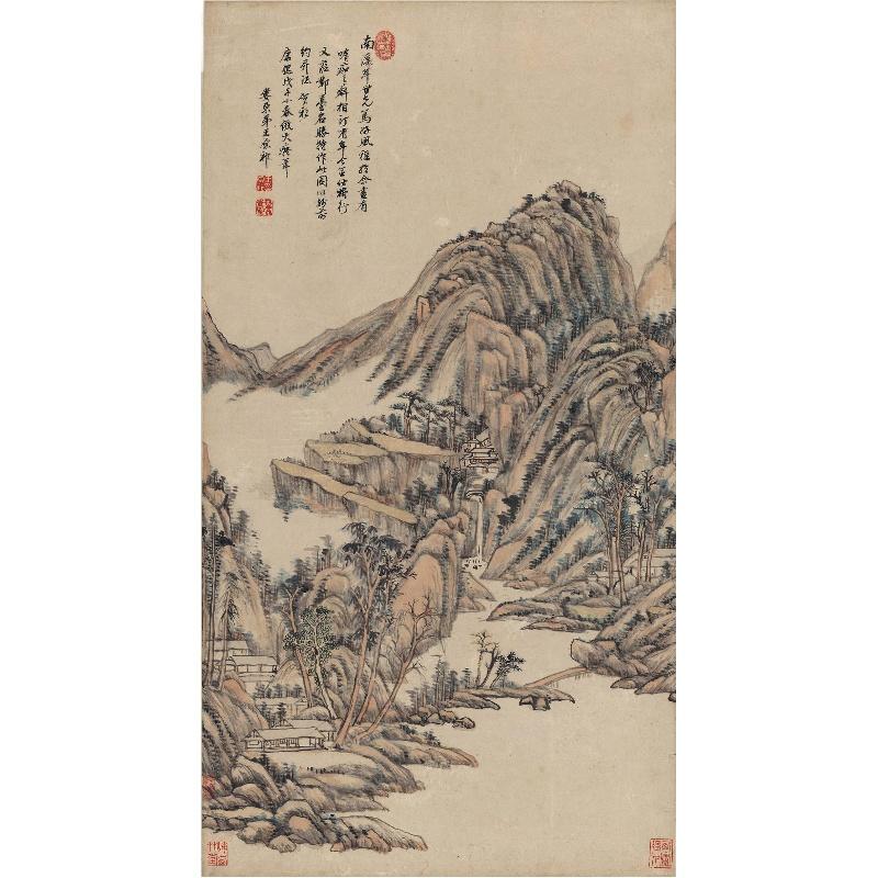 Chinese Antique Art Painting 清 王原祁 仿大痴山水图 Qing Wang Yuanqi Shan Shui Landscape China Ancient Wall Picture Ideas 2679-Chinese Style Finds™