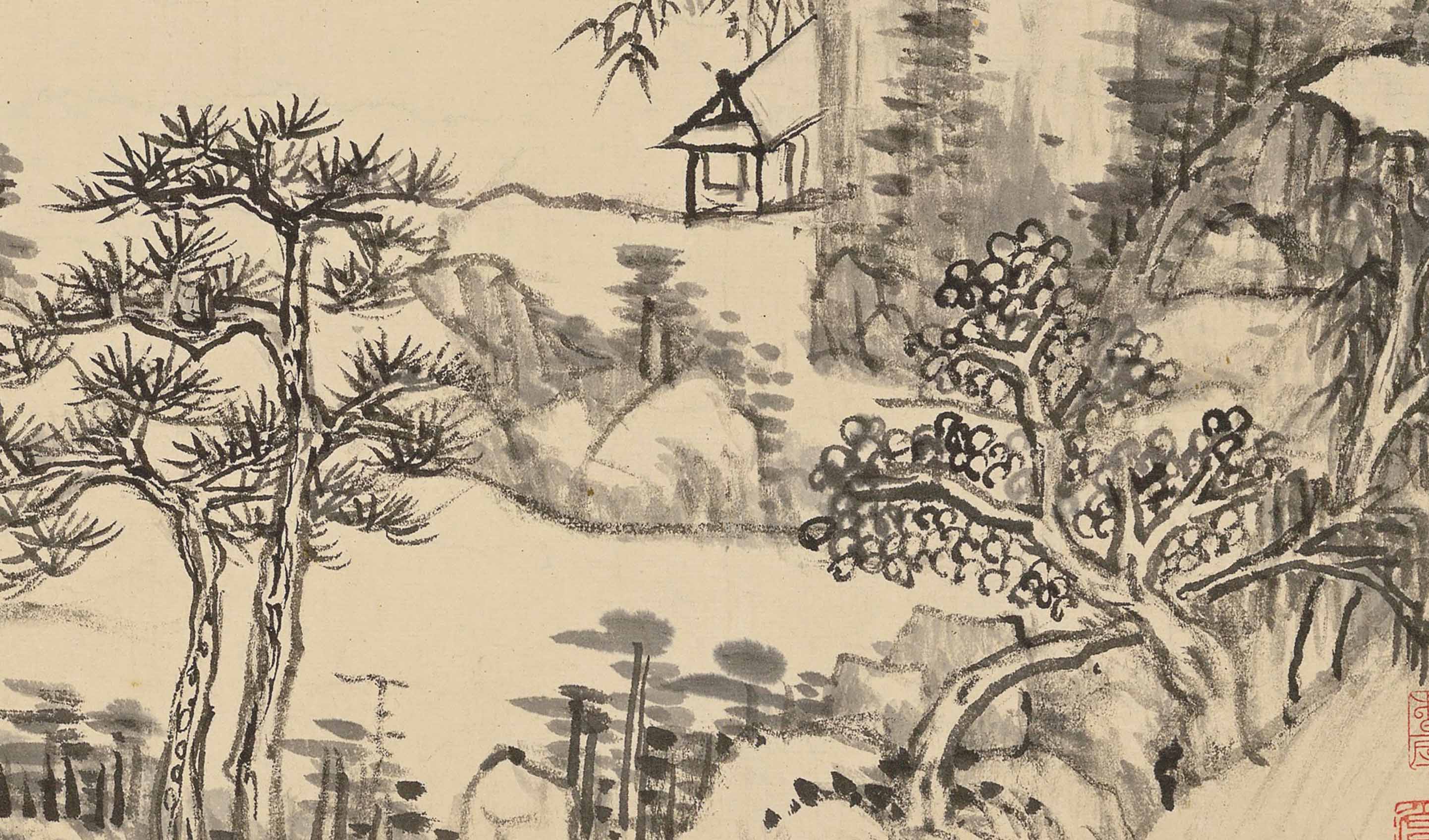 Chinese Antique Art Painting 清 王原祁 仿黄子久富春长卷 Qing Wang Yuanqi Fu Chun Tu China Ancient Wall Picture Ideas 2987-Chinese Style Finds™