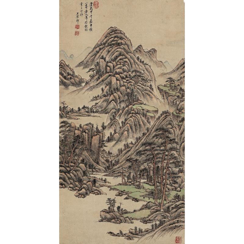 Chinese Antique Art Painting 清 王原祁 仿一峰山水图 Qing Wang Yuanqi Fang Yi Feng Shan Shui China Ancient Wall Picture Ideas 2715-Chinese Style Finds™