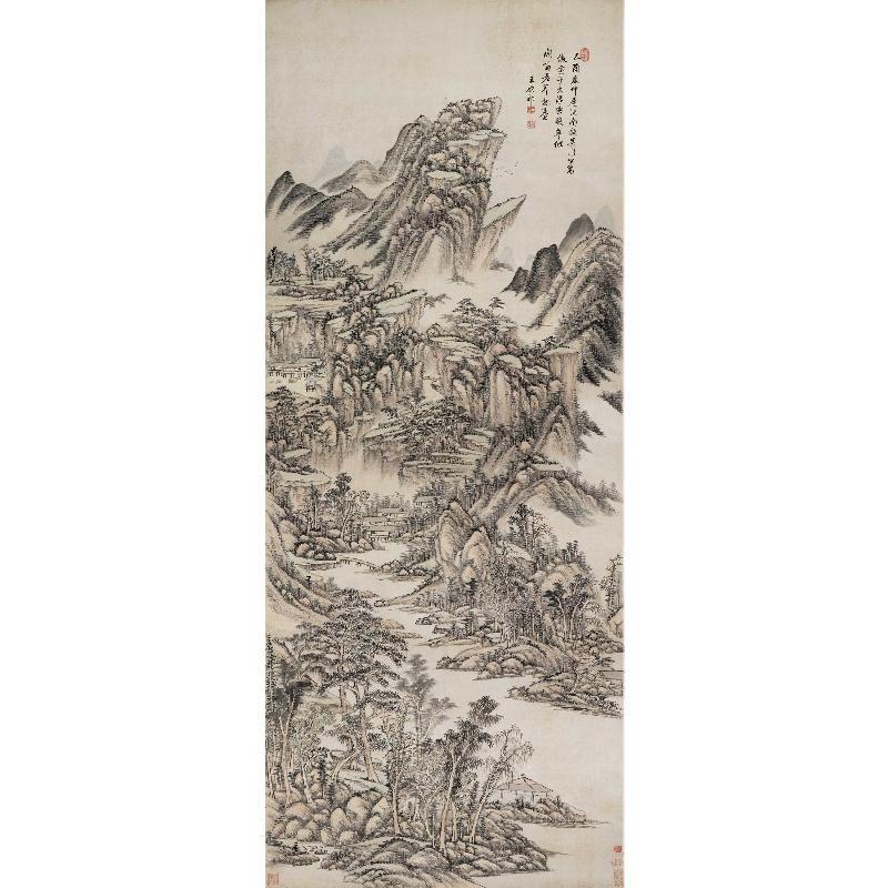 Chinese Antique Art Painting 清 王原祁 浮峦暖翠图 Qing Wang Yuanqi Fu Luan Nuan Cui China Ancient Wall Picture Ideas 2475-Chinese Style Finds™