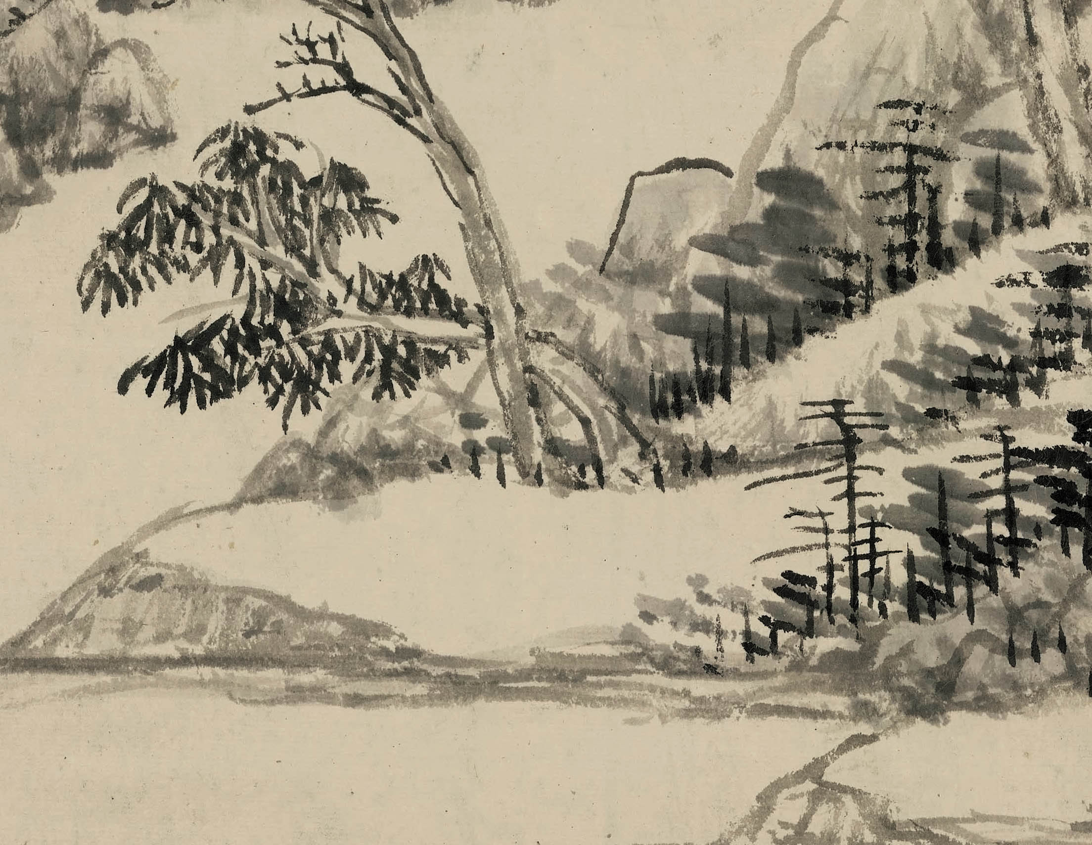 Chinese Antique Art Painting 清 王原祁 山水图 Qing Wang Yuanqi Shan Shui Landscape China Ancient Wall Picture Ideas 2731-Chinese Style Finds™