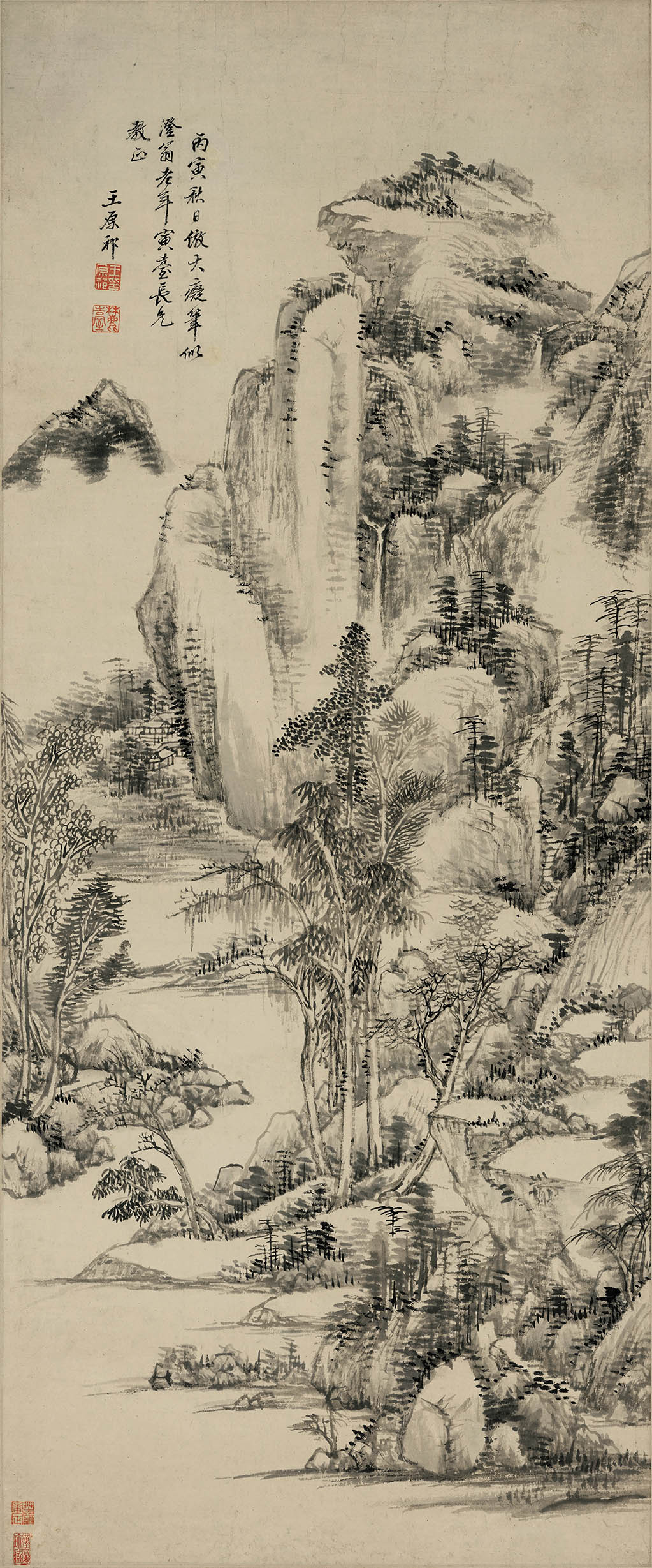 Chinese Antique Art Painting 清 王原祁 山水图 Qing Wang Yuanqi Shan Shui Landscape China Ancient Wall Picture Ideas 2731-Chinese Style Finds™