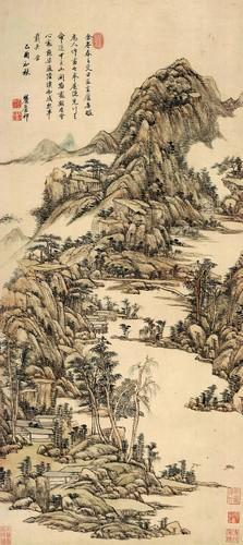 Chinese Antique Art Painting 清 王原祁 山中早春图 Qing Wang Yuanqi Shan Zhong Zao Chun China Ancient Wall Picture Ideas 2677-Chinese Style Finds™