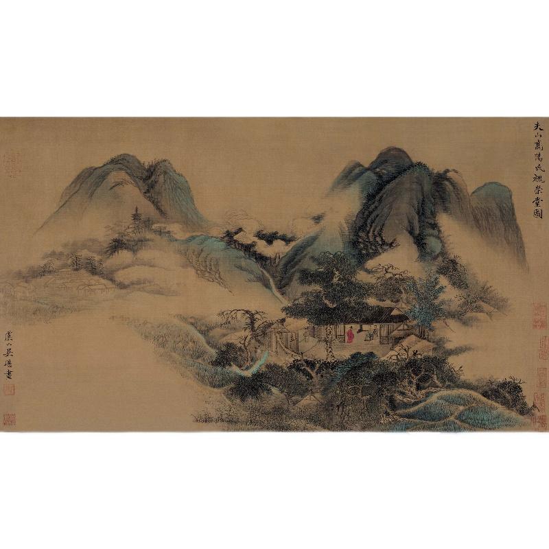 Chinese Antique Art Painting 清 吴历 槐荣堂图 Qing Wu Li Huai Rong Tang China Ancient Wall Picture Ideas 2439-Chinese Style Finds™