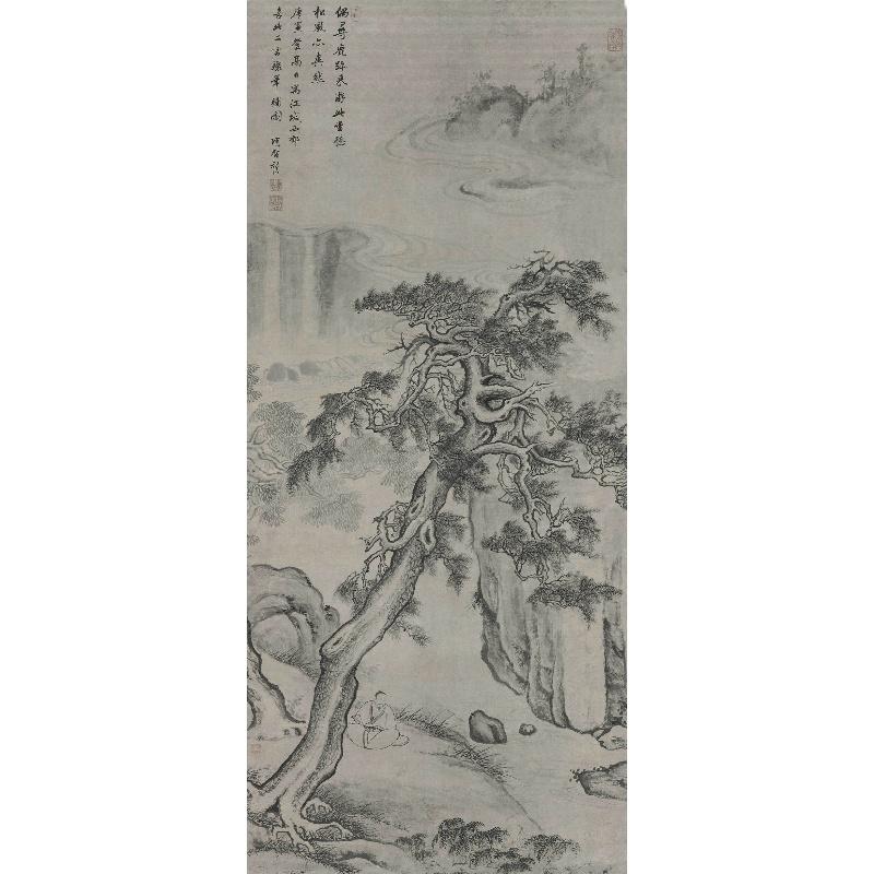 Chinese Antique Art Painting 清 项圣谟 听松图轴 Qing Ting Song Tu China Ancient Wall Picture Ideas 2182-Chinese Style Finds™