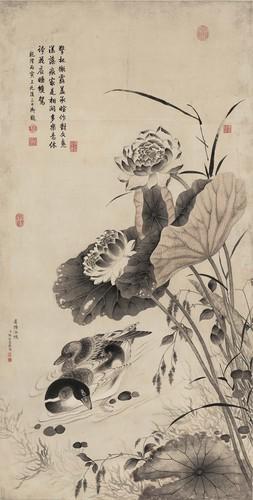 Chinese Antique Art Painting 清 张若霭 莲塘浴鸭图 Qing Zhang Ruo Ai Duck Lotus China Ancient Wall Picture Ideas 4123-Chinese Style Finds™