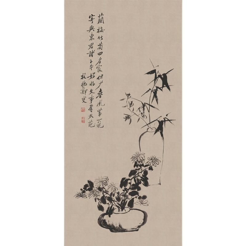 Chinese Antique Art Painting 清 郑板桥 三清图 Qing Zheng Banqiao San Qing Tu China Ancient Wall Picture Ideas 2691-Chinese Style Finds™