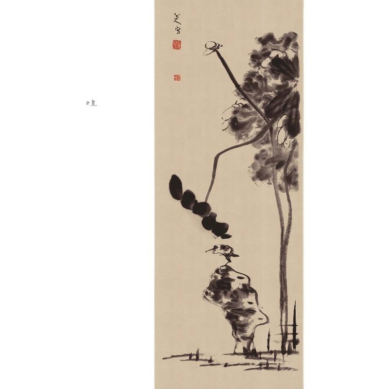 Chinese Antique Art Painting 清 朱耷 荷花小鸟图 Qing Zhu Da Lotus Flower Birds China Ancient Wall Picture Ideas 2553-Chinese Style Finds™