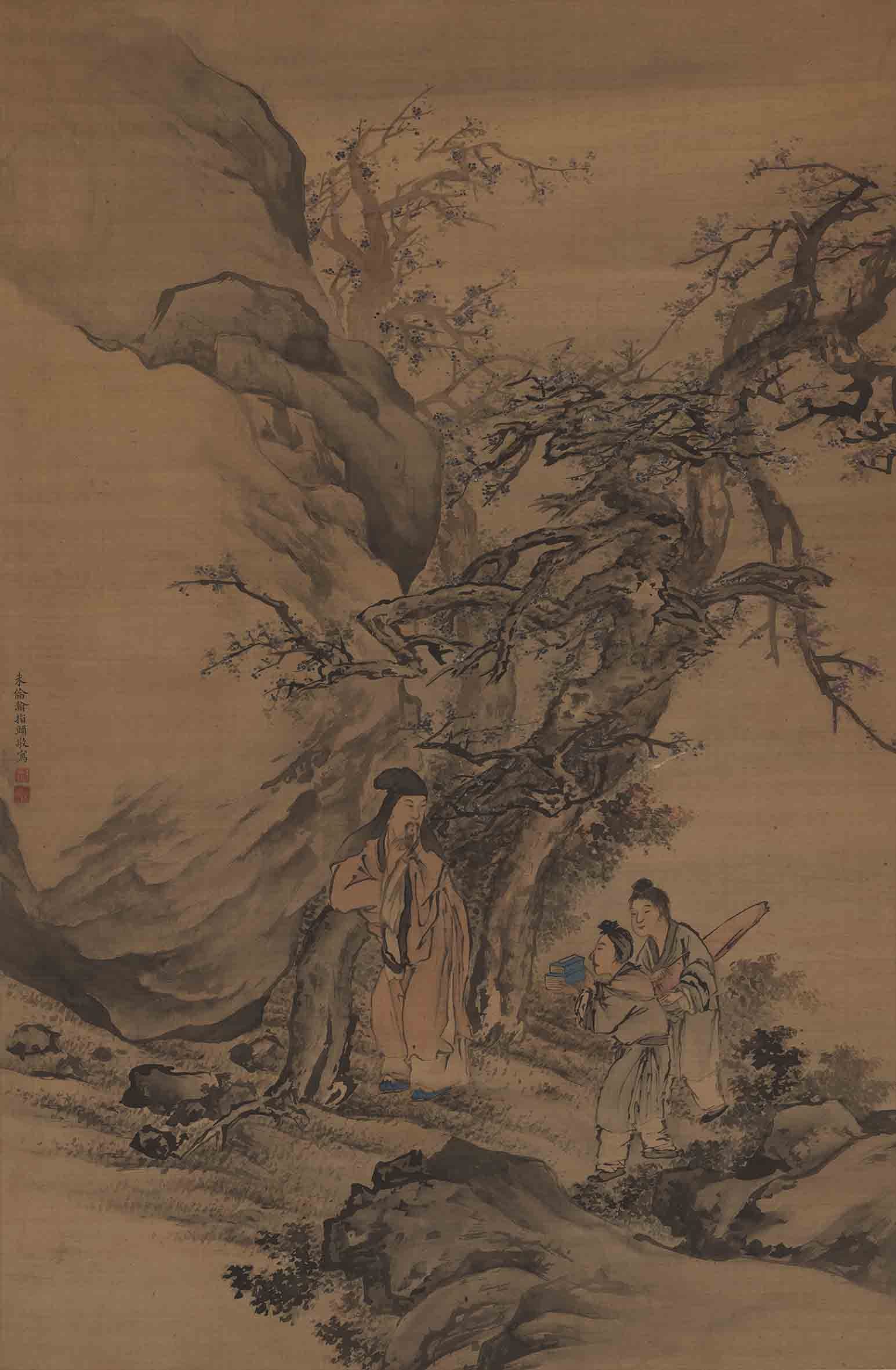 Chinese Antique Art Painting 清 朱伦瀚 批画春山待读图 Qing Zhu Lunhan Pi Hua Chun Shan Dai Du China Ancient Wall Picture Ideas 2609-Chinese Style Finds™