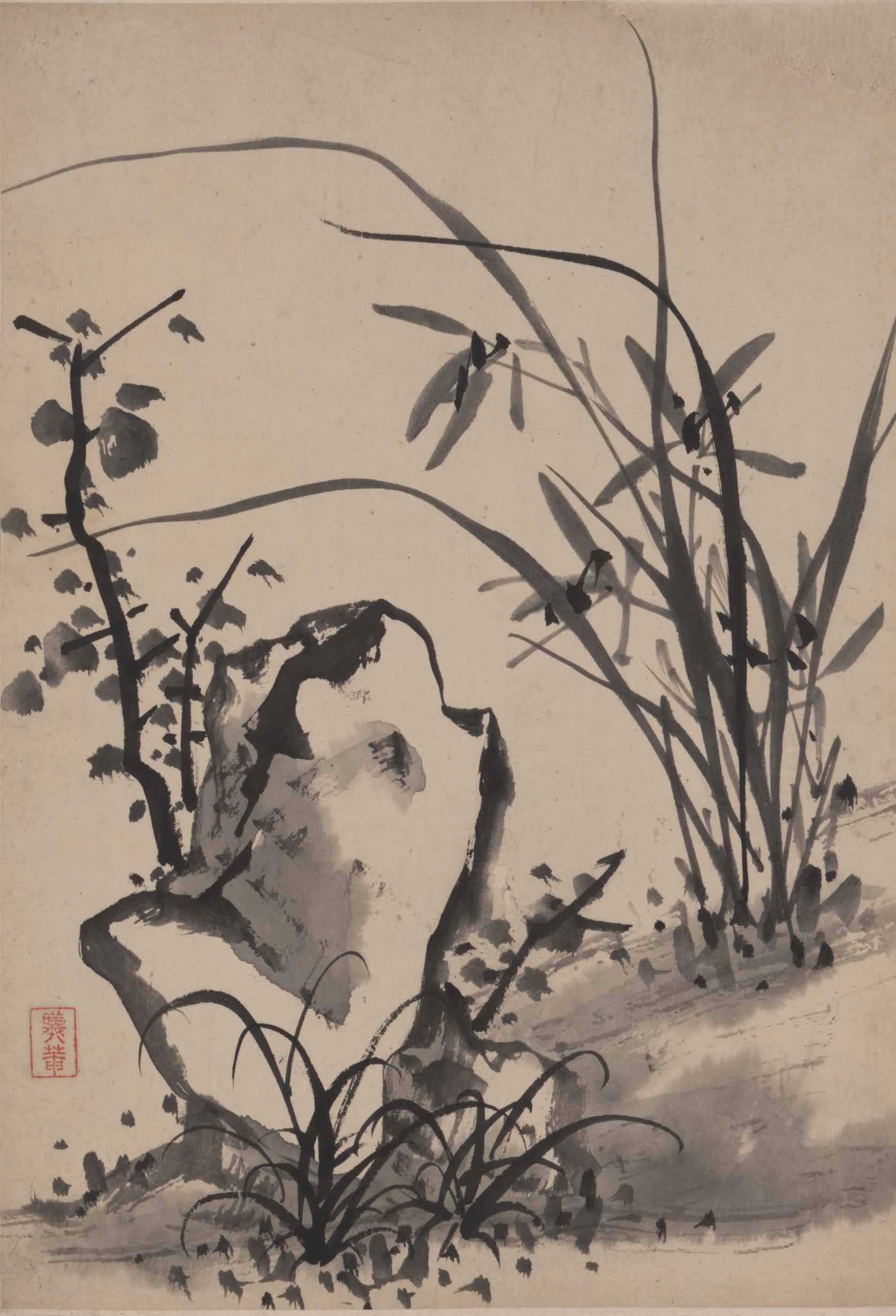 Chinese Antique Art Painting 清 诸昇 兰竹石图 Qing Zhu Sheng Orchid Bamboo Stone China Ancient Wall Picture Ideas 4433-Chinese Style Finds™