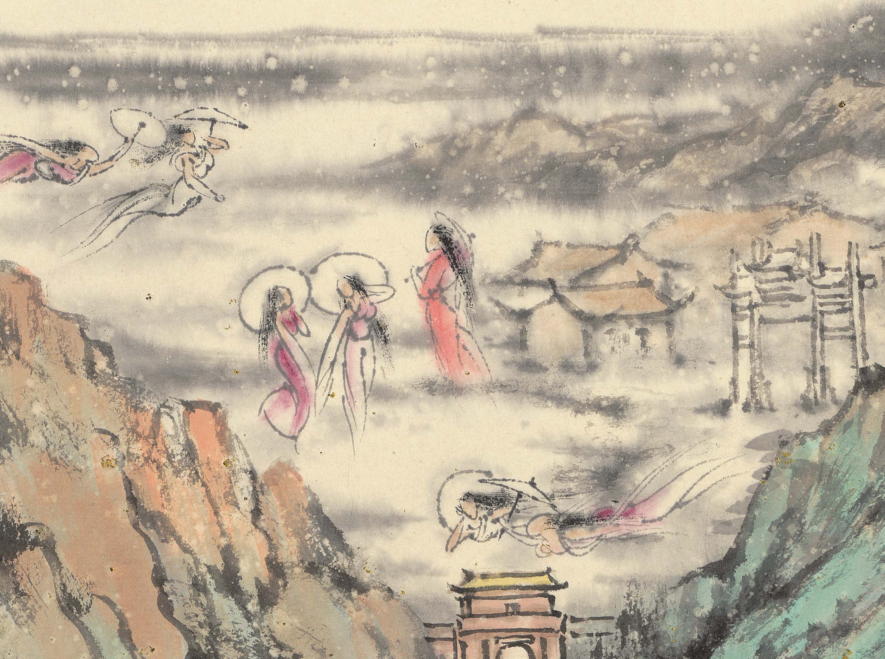 Chinese Antique Art Painting 曲春林 泰山颂 Qu Chunlin Taishan Mountain China Ancient Wall Picture Ideas 3549-Chinese Style Finds™