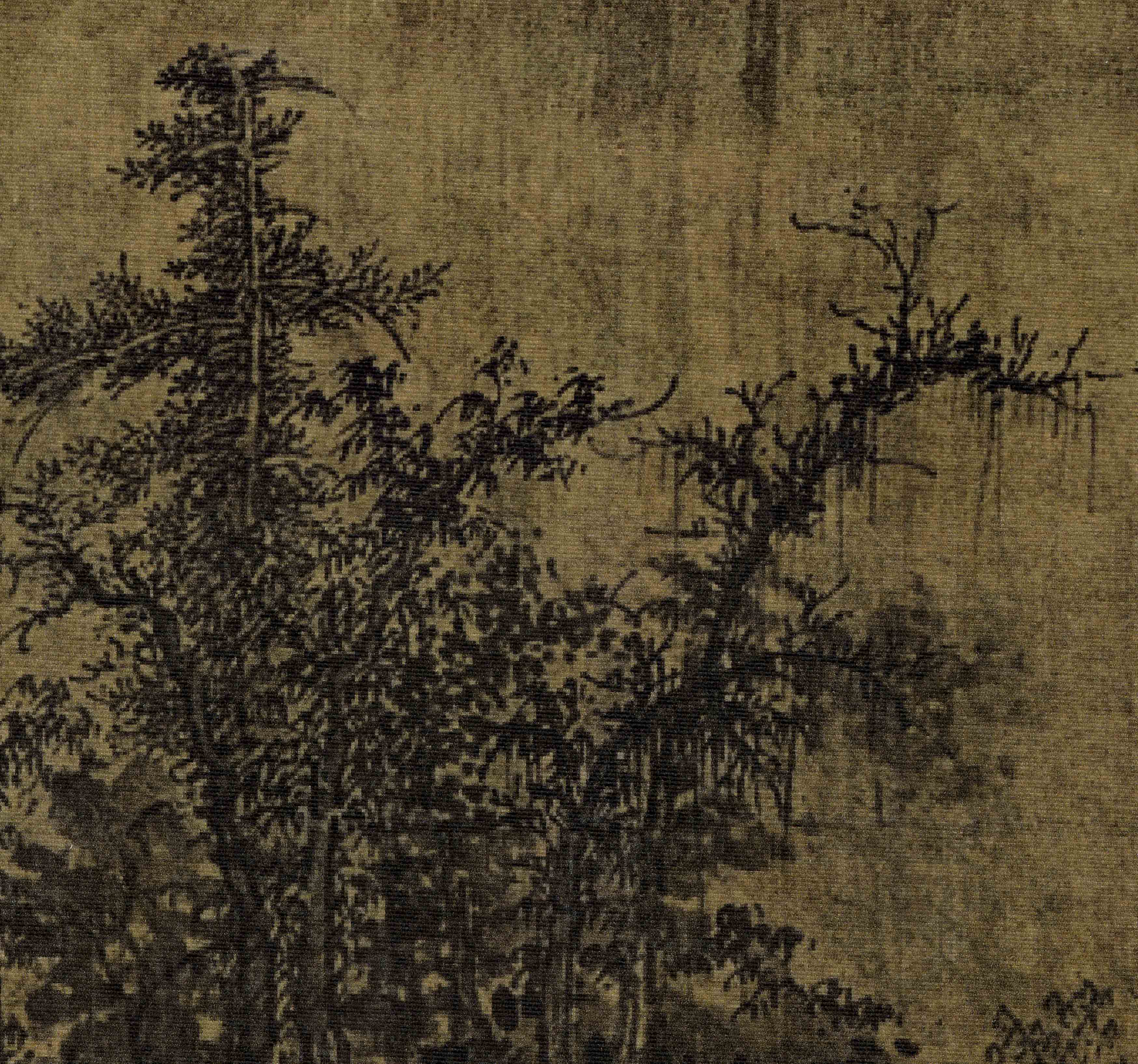 Chinese Antique Art Painting 宋 巨然 溪山兰若图 Song Ju Ran Xi Shan Lan Ruo Tu China Ancient Wall Picture Ideas 1218-Chinese Style Finds™