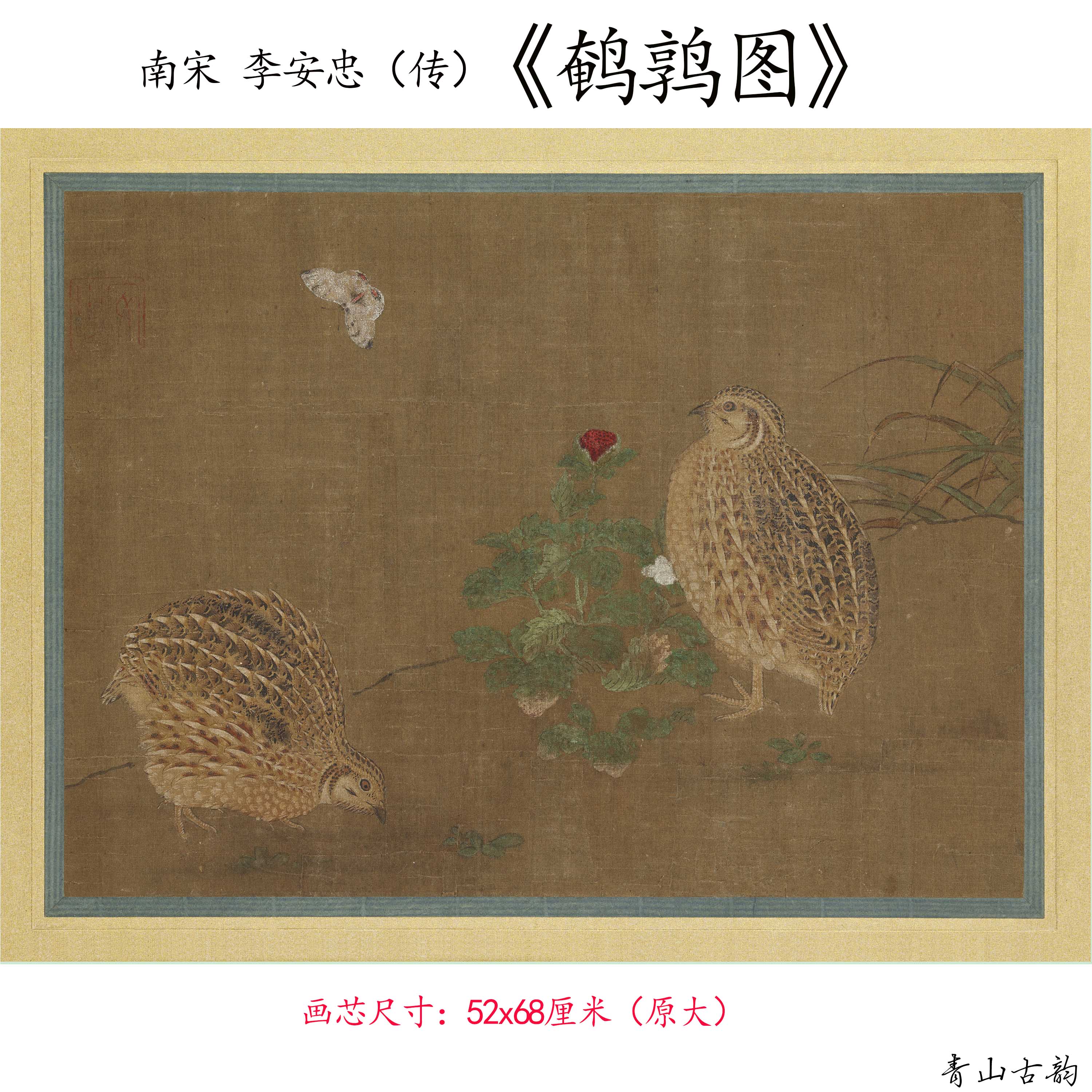 Chinese Antique Art Painting 宋 李安忠 鹌鹑图 Song Li Anzhong Quail Bird China Ancient Wall Picture Ideas 3973-Chinese Style Finds™