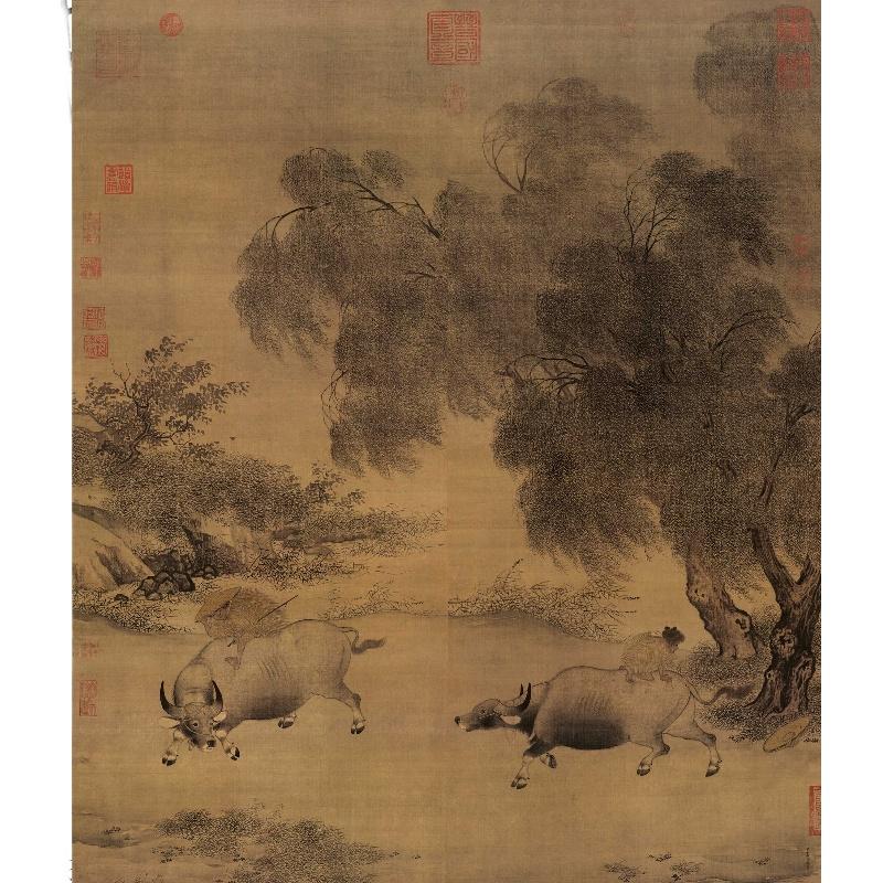 Chinese Antique Art Painting 宋 李迪 风雨牧归图 Song Li Di Feng Yu Mu Gui Tu China Ancient Wall Picture Ideas 1392-Chinese Style Finds™