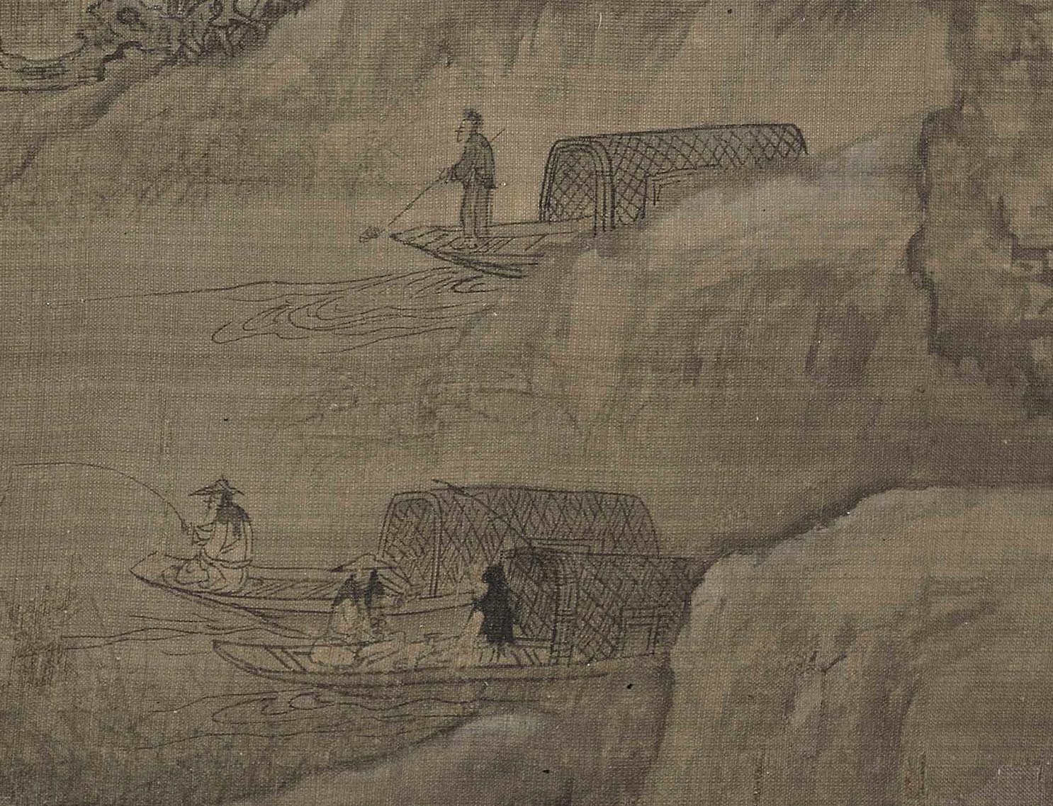 Chinese Antique Art Painting 宋 王诜 渔村小雪图 Song Wang Xu, Little Snow in the Fishing Village China Ancient Wall Picture Ideas 3921-Chinese Style Finds™