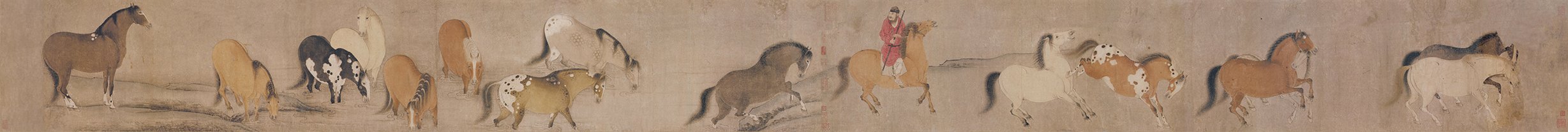 Chinese Antique Art Painting 唐 韩干 十六神骏图 Tang Han Gan 16 Horses China Ancient Wall Picture Ideas 3945-Chinese Style Finds™