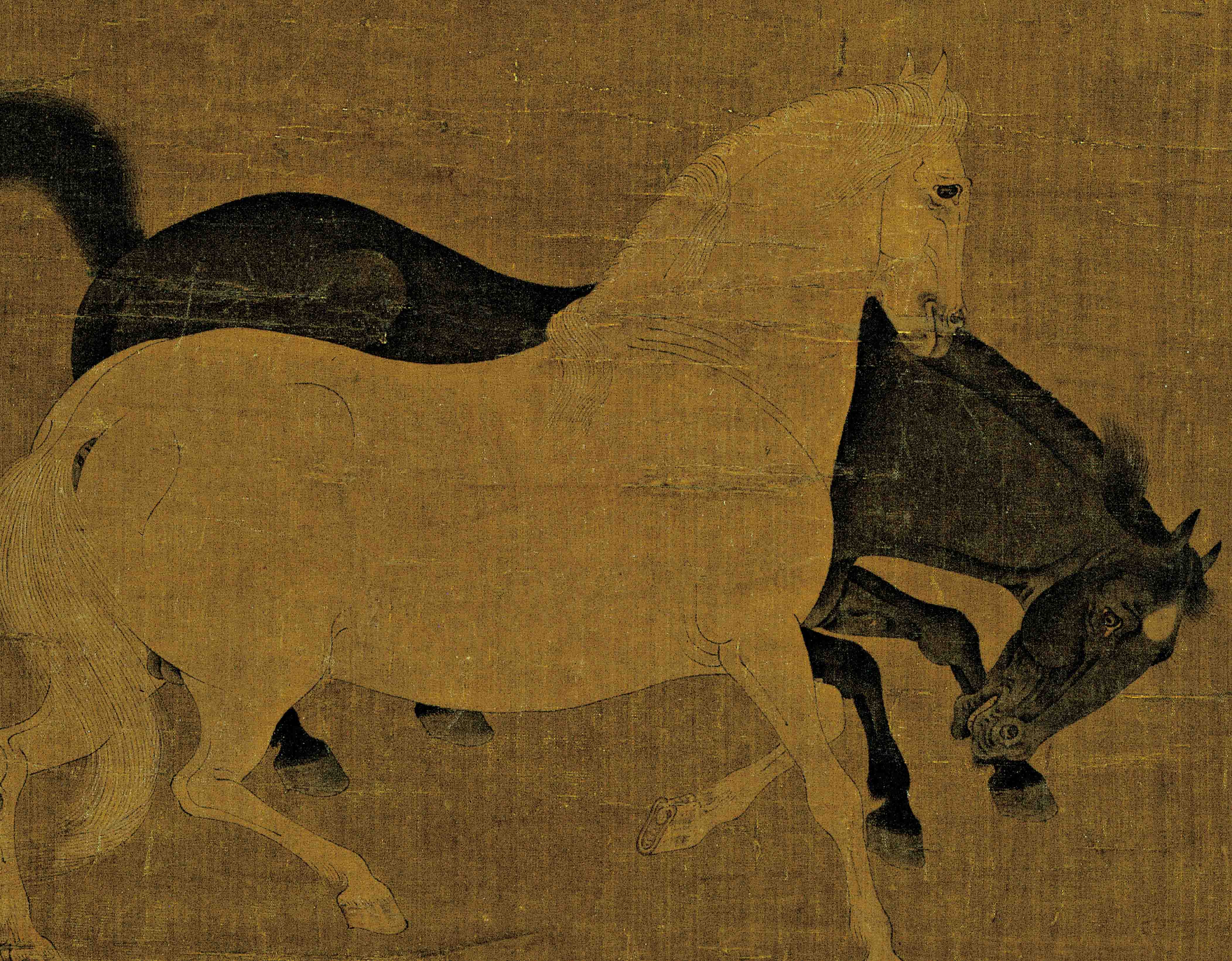 Chinese Antique Art Painting 唐 韩干 猿马图 Tang Han Gan Horse China Ancient Wall Picture Ideas 4163-Chinese Style Finds™