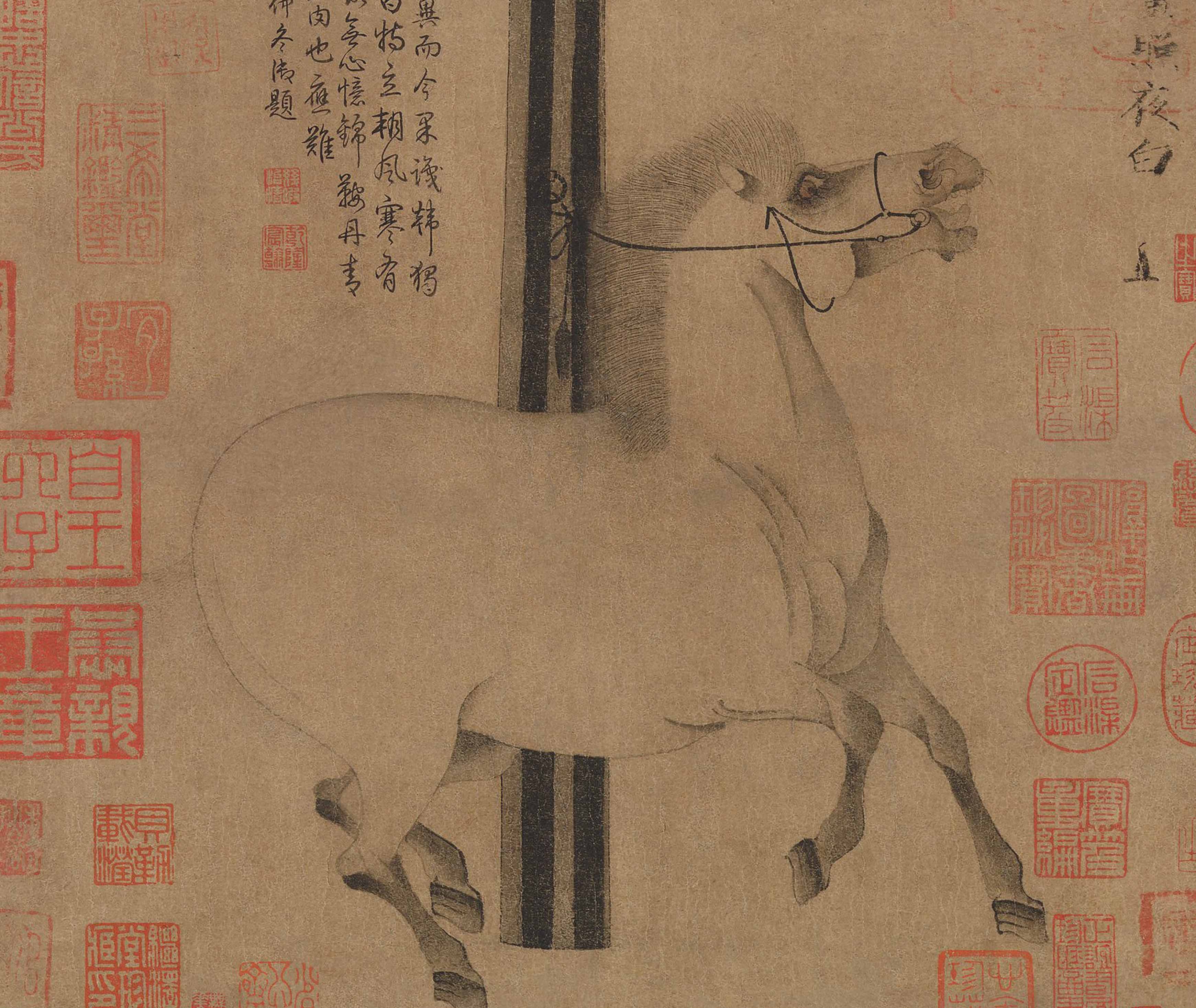 Chinese Antique Art Painting 唐 韩干 照夜白图 Tang Han Gan Horse China Ancient Wall Picture Ideas 4025-Chinese Style Finds™