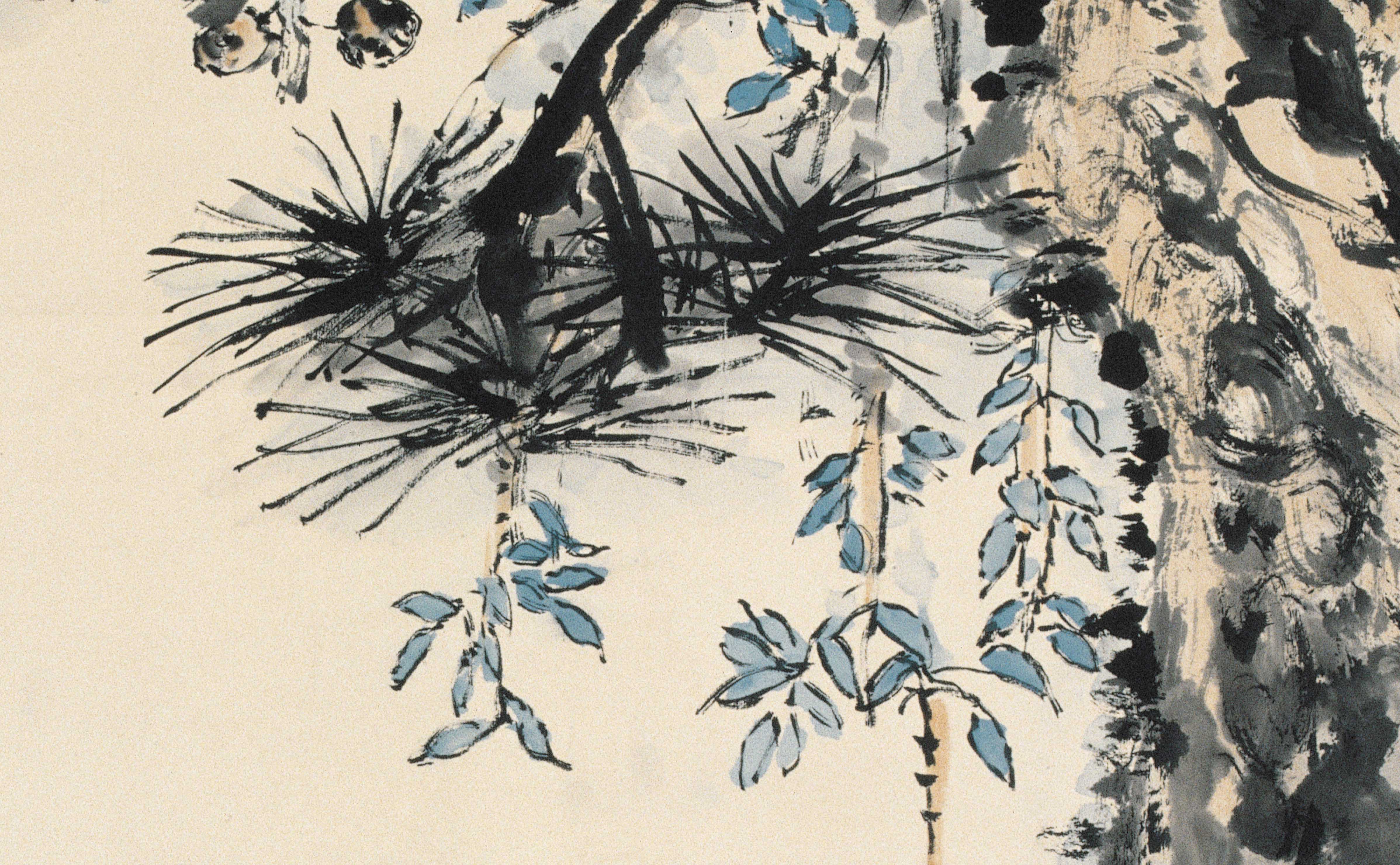 Chinese Antique Art Painting 唐云 松龄鹤寿图 Tang Yun Pine Crane China Ancient Wall Picture Ideas 4619-Chinese Style Finds™