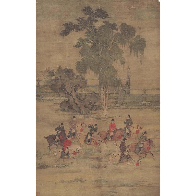 Chinese Antique Art Painting 五代后梁 赵喦 八达游春图 Wu Dai Zhao Nie Ba Da You Chun Tu China Ancient Wall Picture Ideas 1236-Chinese Style Finds™