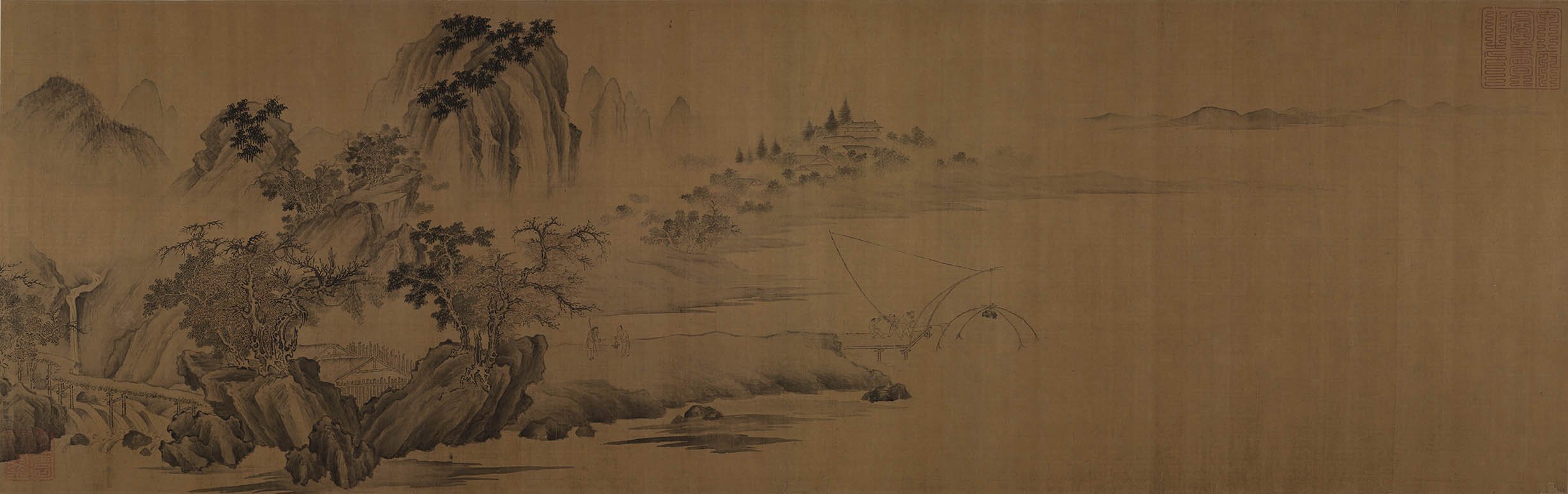 Chinese Antique Art Painting 五代 荆浩 渔乐图 Wu Dai Jing Hao Fishing China Ancient Wall Picture Ideas 3993-Chinese Style Finds™