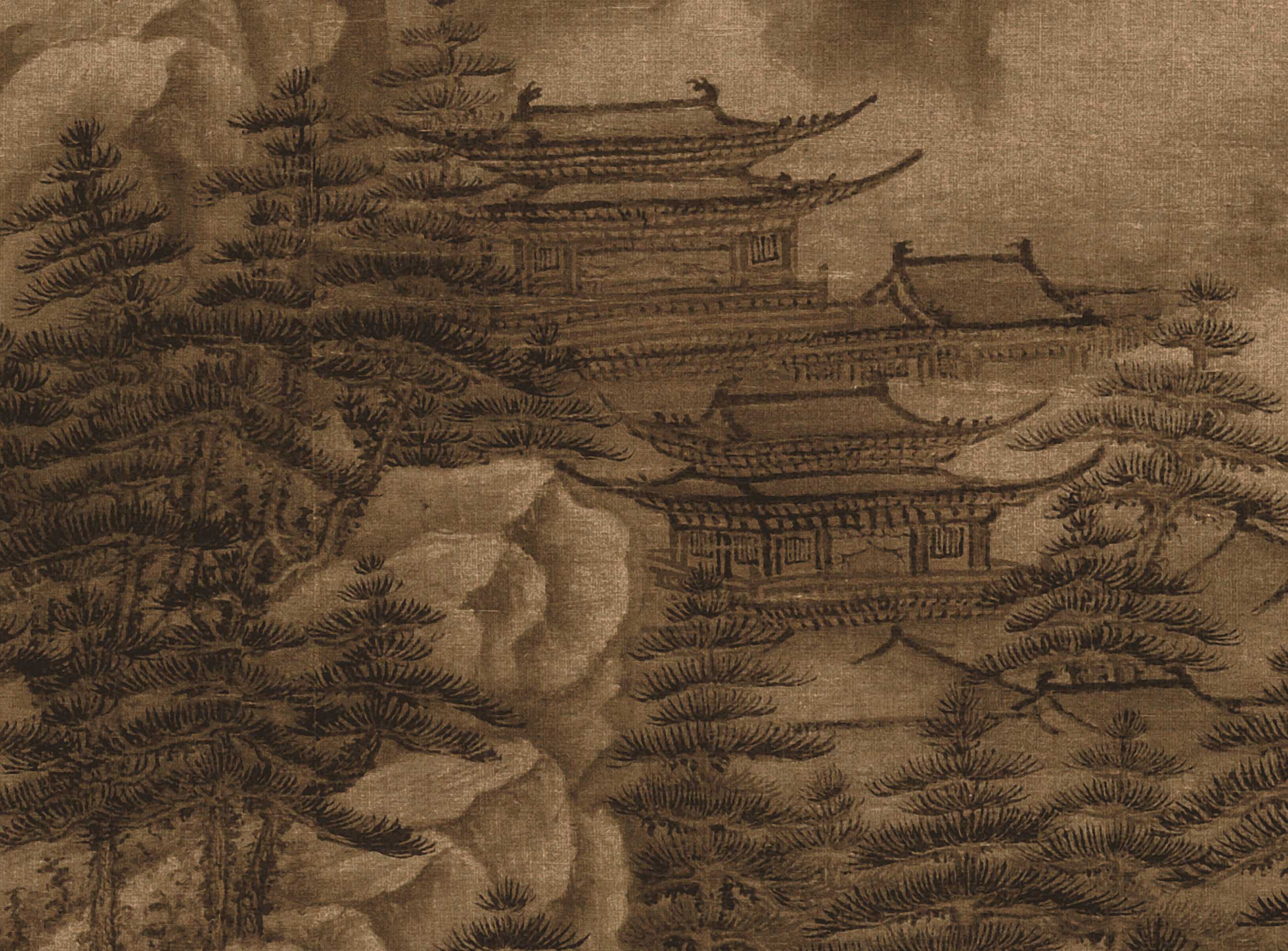 Chinese Antique Art Painting 五代 南唐 巨然 湖山春晓图 Wu Dai Ju Ran Hu Shan Chun Xiao Tu China Ancient Wall Picture Ideas 1222-Chinese Style Finds™