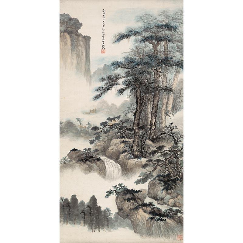 Chinese Antique Art Painting 吴湖帆 松壑云泉图 Wu Hufan Song He Yuan Quan Shan Shui Landscape China Ancient Wall Picture Ideas 3487-Chinese Style Finds™