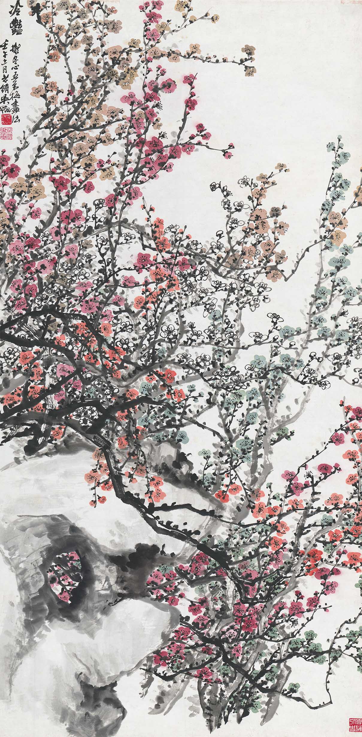 Chinese Antique Art Painting 吴徵 冷艳图 Wu Zheng Winter Plum China Ancient Wall Picture Ideas 4131-Chinese Style Finds™