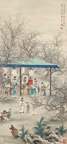 Chinese Antique Art Painting 夏荆山 桃李夜宴图 Xia Jingshan Tao Li Ye Yan China Ancient Wall Picture Ideas 4497-Chinese Style Finds™