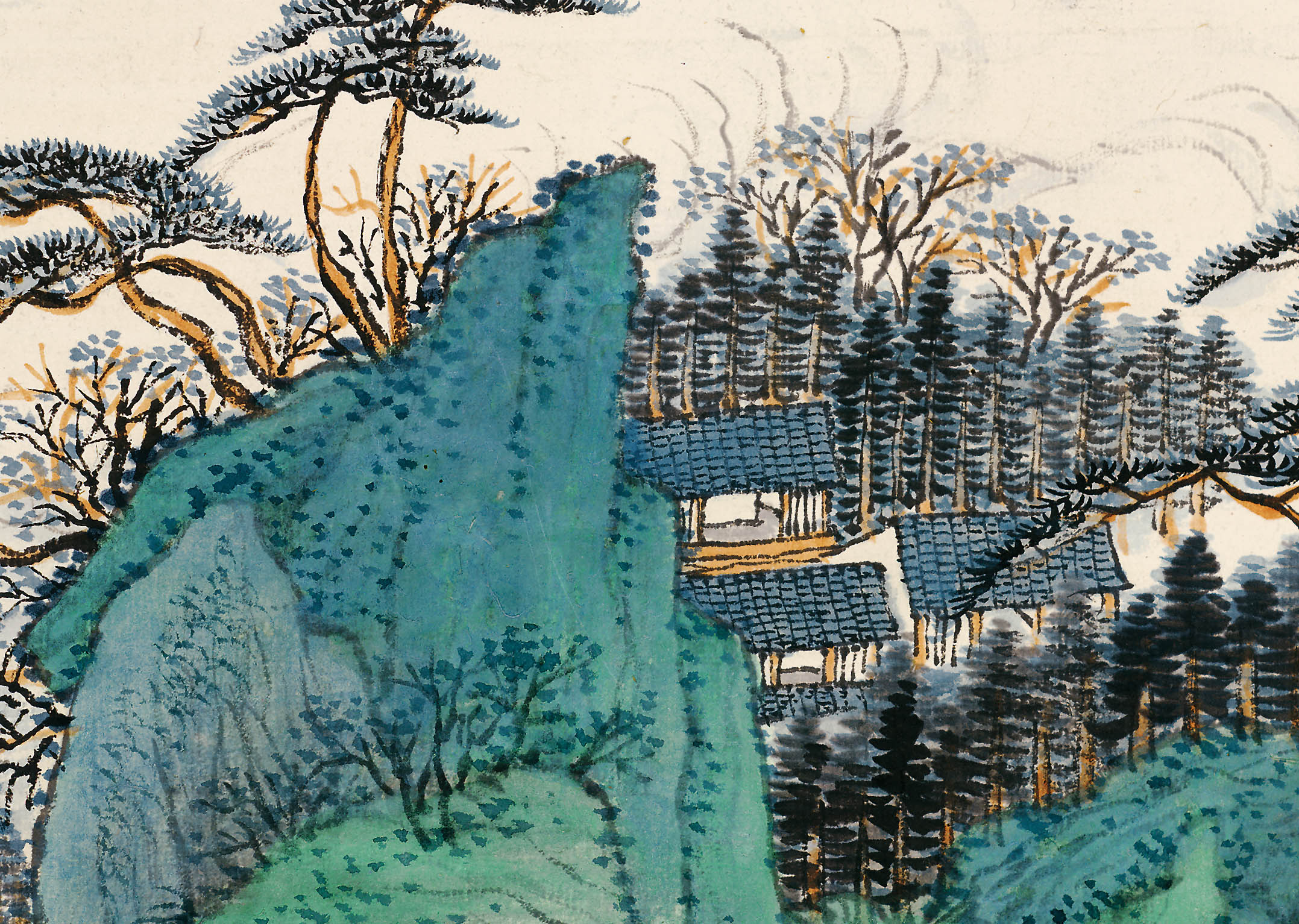 Chinese Antique Art Painting 萧谦中 仿青绿山水 Xiao Qianzhong Shanshui Landscape China Ancient Wall Picture Ideas 4215-Chinese Style Finds™