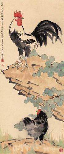 Chinese Antique Art Painting 徐悲鸿 鸡图 Xu Beihong Chicken China Ancient Wall Picture Ideas 3677-Chinese Style Finds™