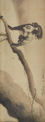 Chinese Antique Art Painting 杨善深 灵猿攀树图 Yang Shanshen Monkey Climb Tree China Ancient Wall Picture Ideas 4545-Chinese Style Finds™