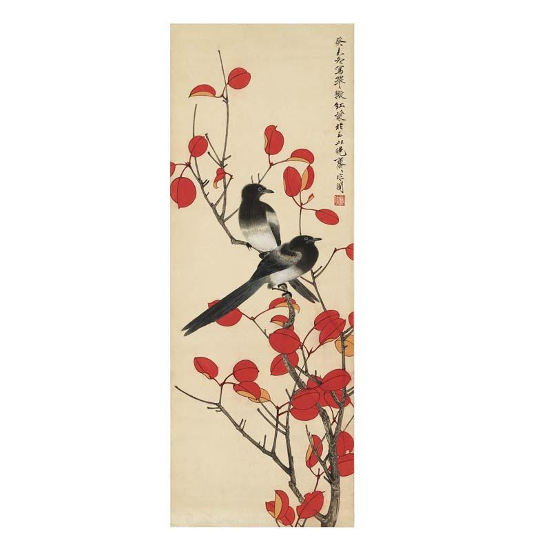 Chinese Antique Art Painting 于非闇 翠微红叶图 Yu Fei An Cui Wei Hong Ye China Ancient Wall Picture Ideas 3103-Chinese Style Finds™