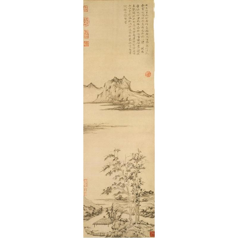 Chinese Antique Art Painting 元 倪瓒 秋亭嘉树图 Yuan Ni Zan Qiu Ting Jia Shu Tu China Ancient Wall Picture Ideas 2006-Chinese Style Finds™