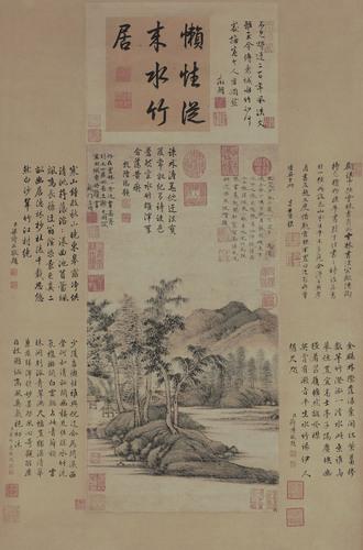 Chinese Antique Art Painting 元 倪瓒 水竹居图 Yuan Ni Zan Shui Zhu Ju Tu China Ancient Wall Picture Ideas 2078-Chinese Style Finds™