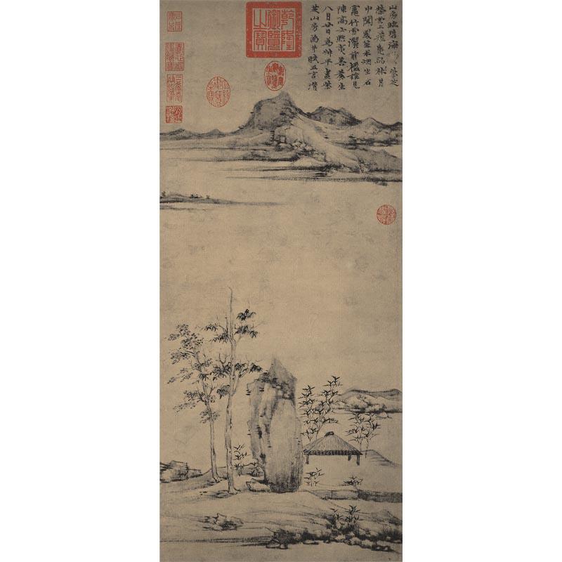 Chinese Antique Art Painting 元 倪瓒 紫芝山房图 Yuan Ni Zan Zi Zhi Shan Fang China Ancient Wall Picture Ideas 1808-Chinese Style Finds™