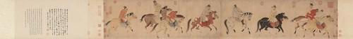 Chinese Antique Art Painting 元 任仁发 五王醉归图 Yuan Ren Renfa 5 Kings Drink China Ancient Wall Picture Ideas 4071-Chinese Style Finds™