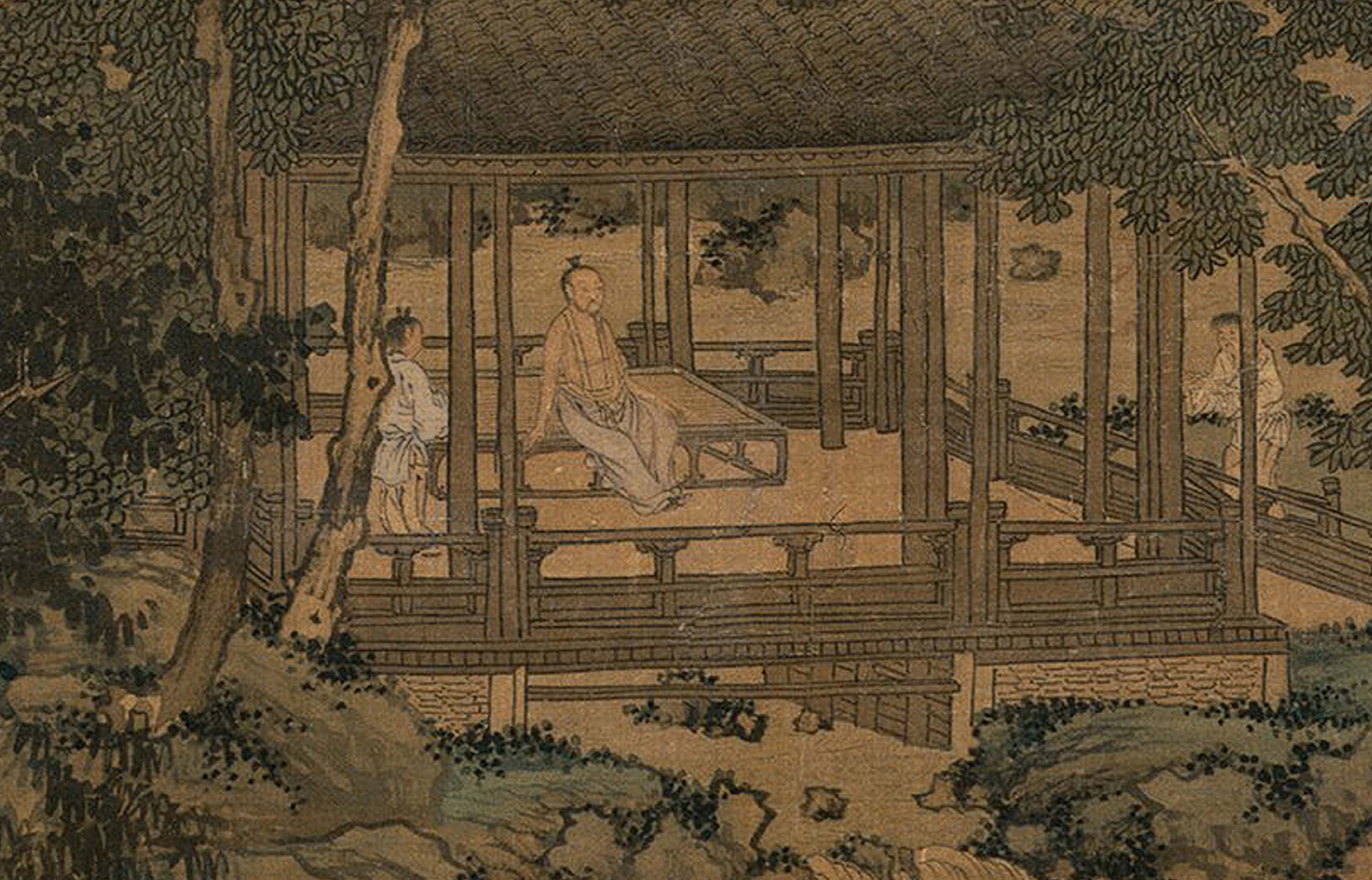 Chinese Antique Art Painting 元 盛懋 山居纳凉图 Yuan Sheng Mao Shan Ju Na Liang Tu China Ancient Wall Picture Ideas 1666-Chinese Style Finds™