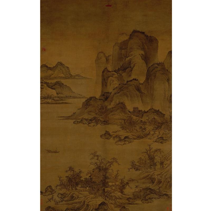 Chinese Antique Art Painting 元 唐棣 秋山行旅图 Yuan Tang Di Qiu Shan Xing Lv Tu China Ancient Wall Picture Ideas 1624-Chinese Style Finds™
