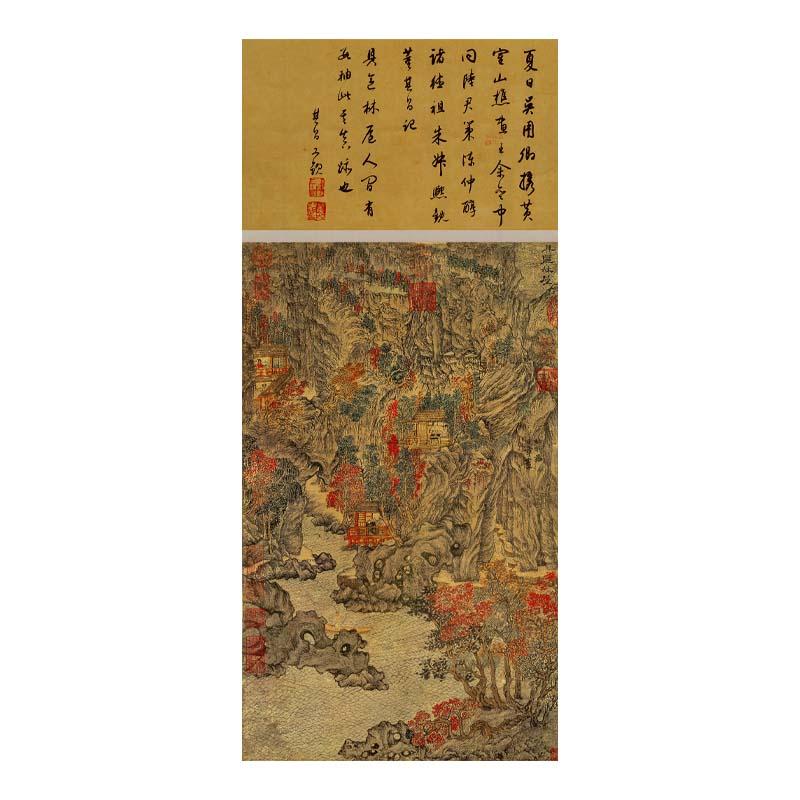 Chinese Antique Art Painting 元 王蒙 具区林屋图 Yuan Wang Meng Ju Qu Lin Wu Tu China Ancient Wall Picture Ideas 1588-Chinese Style Finds™